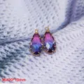 Pendente a goccia in cristallo di vetro sfumato con bordo in rame per accessori fai-da-te. - 36# Goccia d'Acqua Sfumato Viola-Blu (20x10mm)