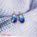 Pendente a goccia in cristallo di vetro sfumato blu con bordo in rame per gioielli 20x10mm - 37# Goccia d'Acqua Sfumato Tono Blu (20x10mm)