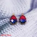 Pendente goccia cristallo sfumato con bordo rame, accessorio gioielli DIY rosso blu. - 40# Goccia d'Acqua Sfumato Rosso-Blu (19x13mm)