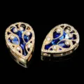 Estrases en forma de gota botones de costura de metal dorado para ropa vestido decoracion - Azul Medio