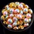 Mezzi tondi perla bottoni bordo oro colorato fai da te artigianato unghie cucito vestiti - N. 1 colore sfumato