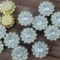 14mm girasole strass fiore bottoni perle di cristallo fiocco accessori capelli diy - 50 Pezzi/Confezione / Bianco