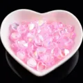 100pcs 9mm coeur rose AB couleur perles acryliques en vrac bricolage bijoux accessoires - Env. 100 Pièces/Paquet / Rose Clair AB