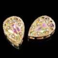 Botones de pedrería de filigrana en lágrima, monturas de cobre metálico con cristales para coser. - Lágrima de 10x14mm, 1 unidad / Blanco AB