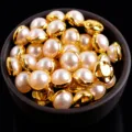 Parelknopen met gouden rand halfronde knopen voor naaien ambacht nail art decoratie - 6mm 50St / Broken Wit
