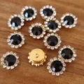 10/12mm black rhinestone shank buttons sunflower crystal bead DIY hair bow sewing accessories - 10mm 50 Pieces/Pack / Black