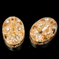 Botones ovales de diamantes de imitación de cristal dorado accesorios de costura DIY brillantes - 10x14mm / Blanco