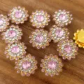 Pulsanti di fiori di strass di girasole 14mm accessori per capelli fai da te - 50 Pezzi/Confezione / Rosa