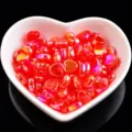 9mm Perles Coeur Couleur AB Transparentes DIY Perles Vrac Accessoires Bijoux 100pcs - Env. 100 Pièces/Paquet / Rouge Couleur AB