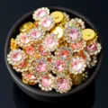 10/12mm double layer flower rhinestone buttons for DIY hair bows sewing accessories - 10mm 50 Pieces/Pack / Light Pink