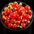 Rode gouden halve ronde parel knoppen naaien kleding accessoires handgemaakte nagel decor - 6mm 50St / Rood