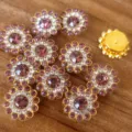 Bottoni strass fiore 14mm diamante cristallo fai da te accessori capelli decorazione vestiti - 50 Pezzi/Confezione / Viola chiaro