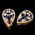 Botón de costura de diamantes de imitación en forma de gota con cristal azul y filigrana. - Azul Zafiro