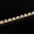 Goldfarbene Klauenkette mit klaren Strasssteinen für Handyhüllen und kreativen DIY-Schmuck. - SS6 (2mm), 0,9m/Yard / Dichte Krallenfassung mit klarem Strass, Goldkette