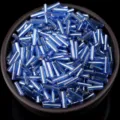 Blue silver lined glass bugle beads 4mm 6mm for DIY jewelry making and craft sewing accessories - Mineral Blue