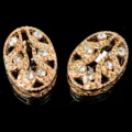 Botones de cristal de estrás ovalados dorados para decoración de ropa DIY, diseño de diamante. - 10x14mm / Gris Transparente