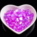 Perles de coeur transparentes couleur AB violet 9mm perles en vrac DIY pour accessoires de bijoux. - Env. 100 Pièces/Paquet / Violet Cristal AB