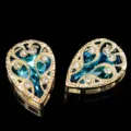 Strass de cristal en gota botones para coser garras de metal dorado para vestido de novia - Azul lago