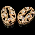 Botones de costura con estrás ovalados, base de cobre hueco dorado para ropa DIY de estilo. - 10x14mm / Negro