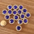 10/12mm boutons strass tournesol bleu diamant cristal à coudre accessoires d'artisanat - Bleu Foncé