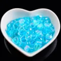 Perles de cœur transparentes couleur AB de 9mm, perles en vrac pour accessoires de bijoux. - Env. 100 Pièces/Paquet / Bleu Lac AB