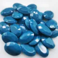 Strass planos de acrílico azul cabujones de resina ovalados para manualidades joyería accesorios - Azul Pavo Real