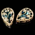 Gota filigrana diamantes botón de costura colgante cristal metálico accesorio DIY - Azul Pavo Real