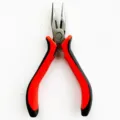 Mini needle-nose pliers for jewelry making, DIY wire wrapping, and crafts with red and black grip. - Red Handle Smooth Pliers