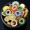14mm bottoni strass girasole cristallo colorato diamante fai da te accessori capelli - 50 Pezzi/Confezione / Multicolore