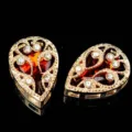 Botones de costura de pedrería filigrana en forma de gota para vestidos de novia. - Marrón Rojizo