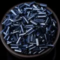 Dark blue silver-lined glass bugle beads variant for DIY jewelry, tassels, and sewing. - Ancient Blue