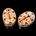 Botones ovales de diamantes de imitación de cristal base de cobre dorado accesorios DIY - Champaña