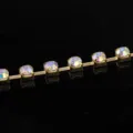 Kristall Strass Krallenkette 2-6mm schillernd weisse Steine fuer Handyhuelle DIY Dekor - Weite Krallenfassung mit weißem AB-Strass, Goldkette
