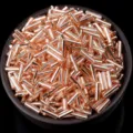 Rose gold glass bugle beads for jewelry making, DIY crafts, sewing, tassels, and clothing accessories. - Champagne