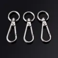 Mosquetón de metal plateado giratorio para llavero, set de 3 piezas para accesorios de bolsos. - Hebilla de placa / Blanco K/Plata