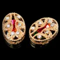 Botones strass vidrio cristal ovalado DIY costura ropa hebilla metal decorativa piezas - Multicolor