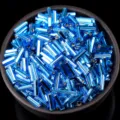 Blue glass bugle beads 4-6mm DIY jewelry making sewing garment accessories craft supply - Sky Blue