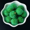 Green faux mink fur pom pom charms with gold loops for DIY jewelry making earrings necklace. - 10 Pieces/Pack / Green