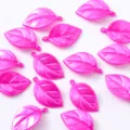 Hot pink leaf charms for DIY jewelry making, detailed view of vibrant resin leaf pendants accessories. - 50g, Approx. 70 Pieces / Rose Red