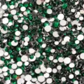 Mixed 2-5mm flatback green rhinestones for nail art, phone case DIY crafting accessories. - Dark Green - Mixed Sizes 15g