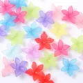 Cuentas de flores esmeriladas de cinco pétalos coloridas DIY para joyería de horquilla - Colores Mezclados al Azar