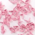Pink metal clamshell bead tips, DIY jewelry findings, end crimps for necklaces and bracelets. - Pink