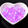 Acrylic crackle beads colorful round DIY jewelry making accessories for handmade bracelets. - Multicolored Purple-Blue, Color #5