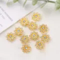 14mm sonnenblume strass knoepfe gold bastelbedarf fuer haarschleifen diy dekorative accessoires - 50 Stück / Weiß