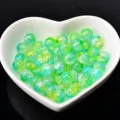Colorful transparent acrylic crackle beads round DIY jewelry making accessories supplies - 8mm Approx 50 Beads / Multicolor Green and Yellow Color #1
