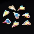 9x14mm 10pz strass per unghie cuore aurora ciondoli di cristallo asimmetrici per nail art - Bianco AB