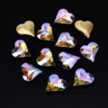 Heart crystal rhinestones for DIY nail art, faceted sparkling gems with metallic gold style. - Heart / 12x13mm 12 Pieces
