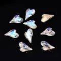 9x14mm 10pcs high-end skewed heart iridescent rhinestone DIY nail art decorations - Moonlight