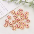 14mm Sonnenblume Strass DIY Handwerk Blume Flachruecken Knoepfe Haarschleifen Zubehoer - 50 Stück / Fuchsia