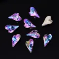 9x14mm crystal heart nail rhinestones aurora fancy flatback gems for DIY nail art 10pcs - Pink Purple